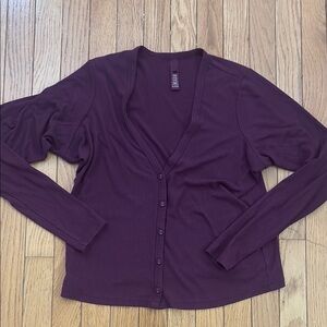 Purple Button-Up Cardigan